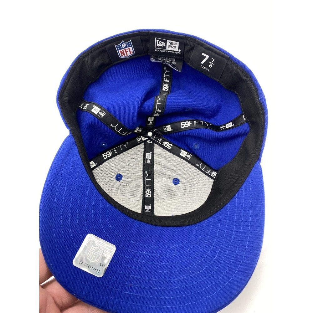 New Era New York‎ Giants NFL Fitted Cap Breast Cancer Patch Blue Size 7 7/8 - Picture 6 of 7